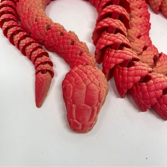 Articulating Snake 3D Printed 5 Feet Long Red Yellow Color Décor Gift - Picture 5 of 7